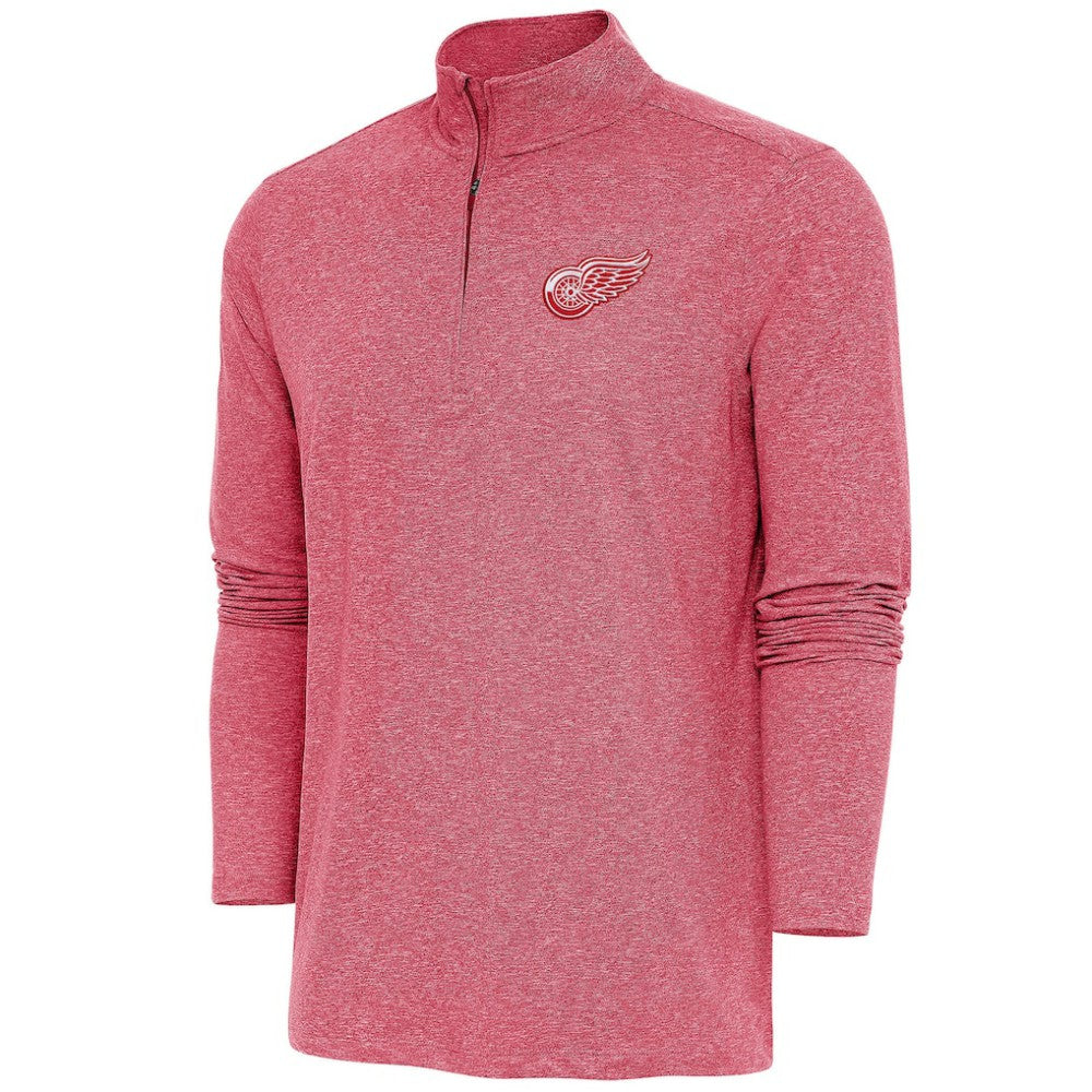 Detroit Red Wings Antigua Hunk Quarter-Zip Pullover Top - Heather Red Pullover