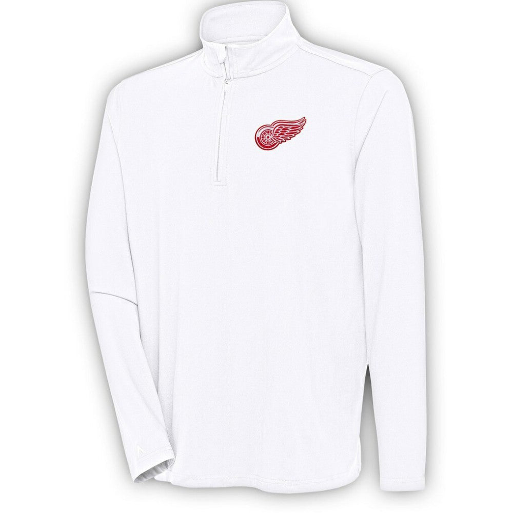 Detroit Red Wings Antigua Hunk Quarter-Zip Pullover Top - White Pullover