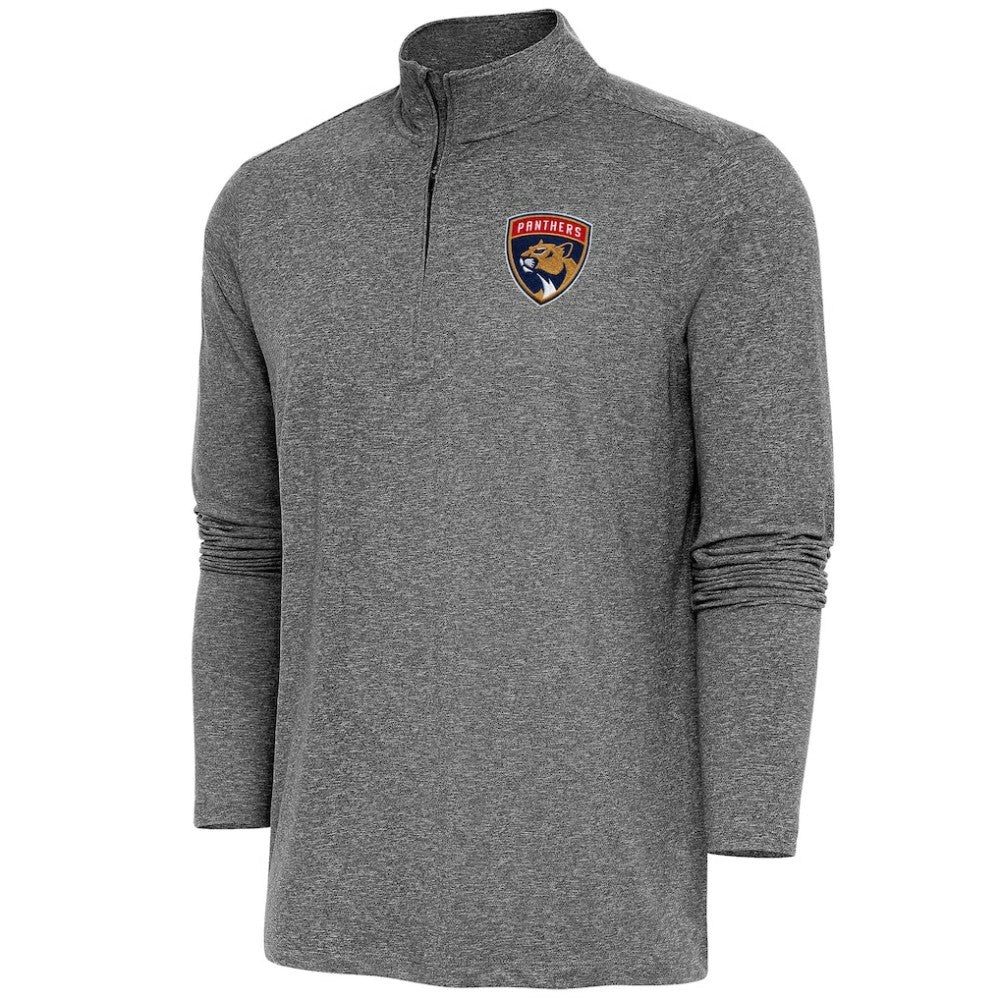 Florida Panthers Antigua Hunk Quarter-Zip Pullover Top - Heather Black Pullover