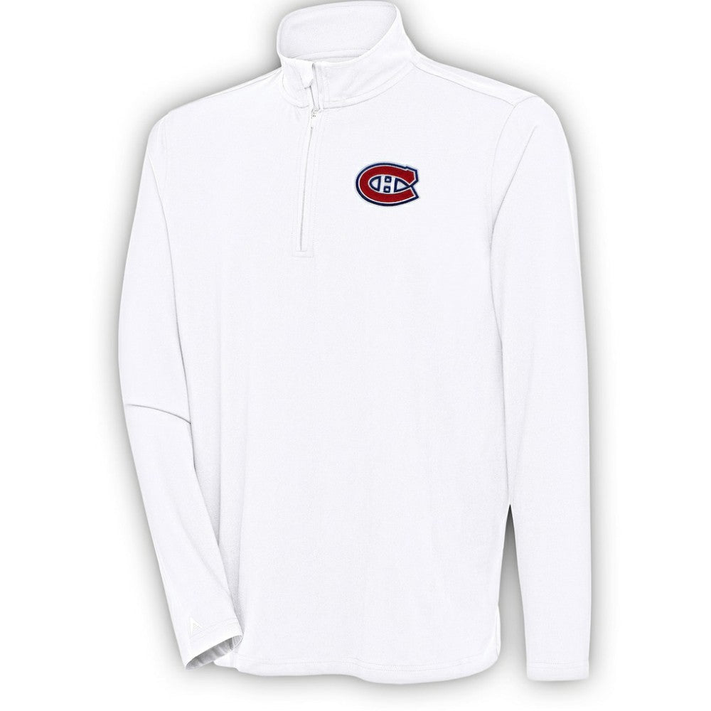 Montreal Canadiens Antigua Hunk Quarter-Zip Pullover Top - White Pullover