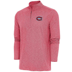 Montreal Canadiens Antigua Hunk Quarter-Zip Pullover Top - Heather Red Pullover