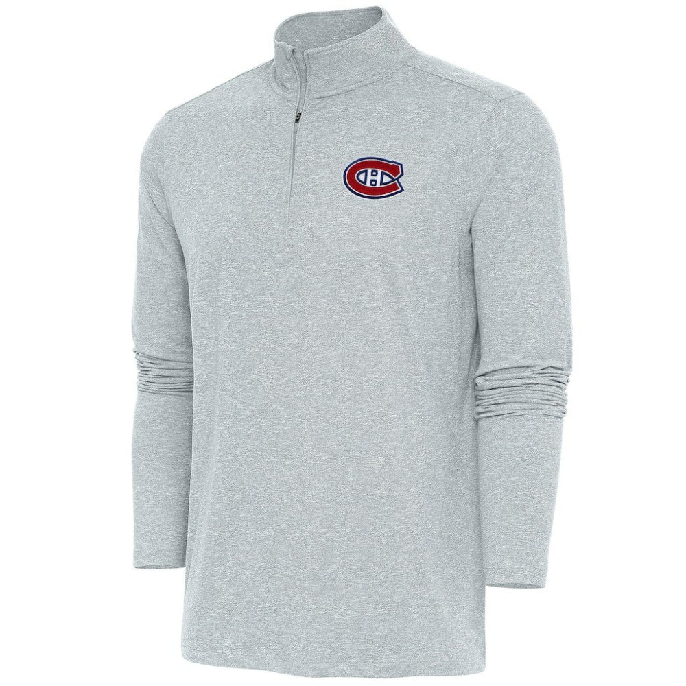 Montreal Canadiens Antigua Hunk Quarter-Zip Pullover Top - Heather Gray Pullover