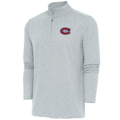 Montreal Canadiens Antigua Hunk Quarter-Zip Pullover Top - Heather Gray Pullover