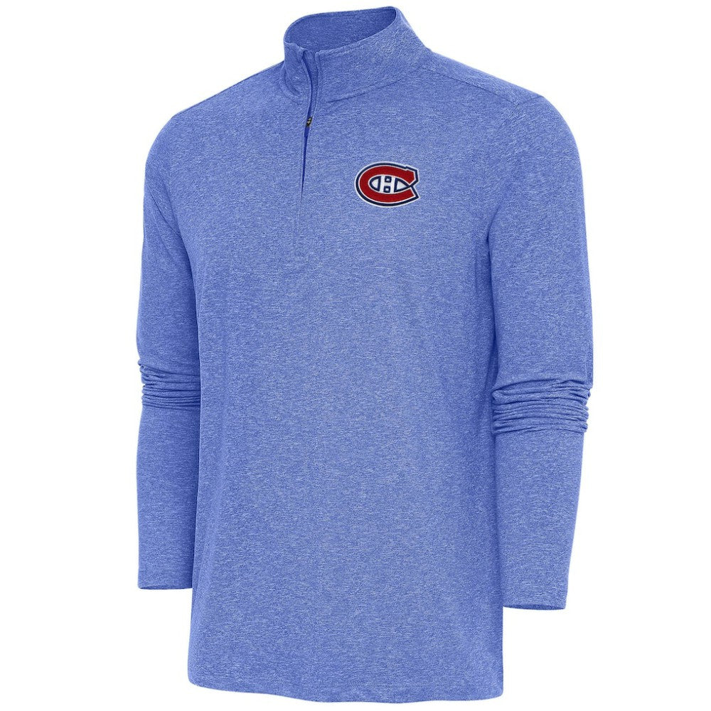 Montreal Canadiens Antigua Hunk Quarter-Zip Pullover Top - Heather Royal Pullover