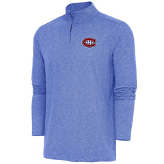 Montreal Canadiens Antigua Hunk Quarter-Zip Pullover Top - Heather Royal Pullover