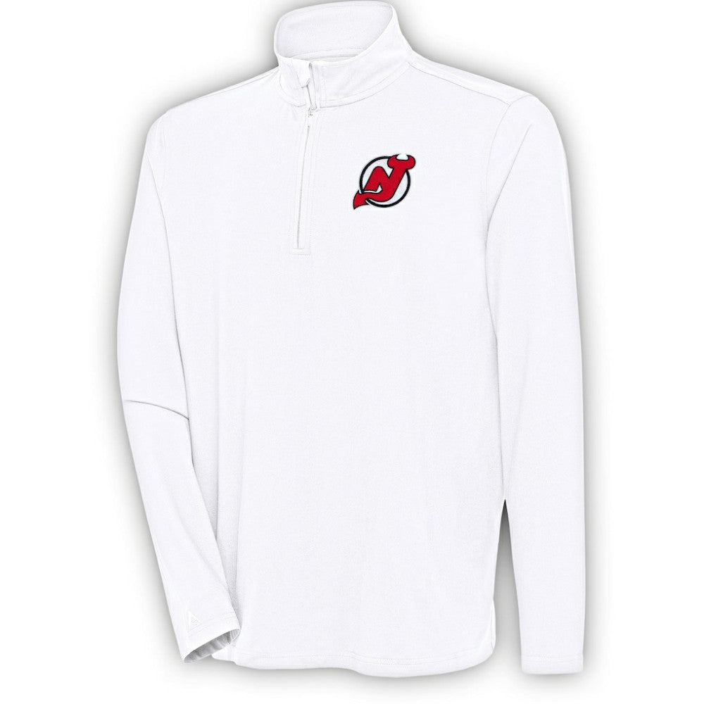 New Jersey Devils Antigua Hunk Quarter-Zip Pullover Top - White Jerseys