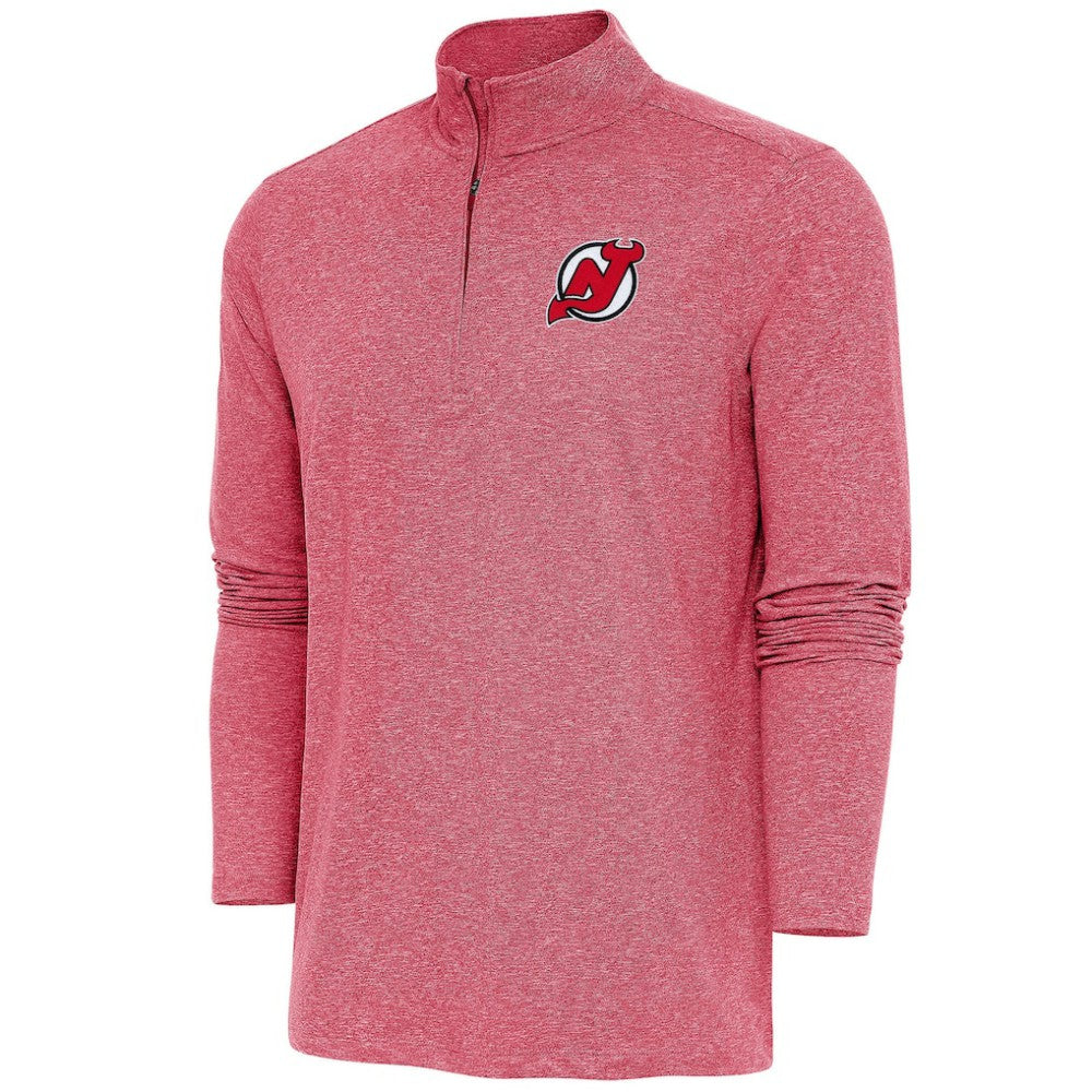 New Jersey Devils Antigua Hunk Quarter-Zip Pullover Top - Heather Red Jerseys