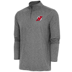 New Jersey Devils Antigua Hunk Quarter-Zip Pullover Top - Heather Black Jerseys