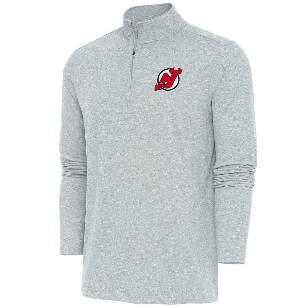 New Jersey Devils Antigua Hunk Quarter-Zip Pullover Top - Heather Gray Jerseys