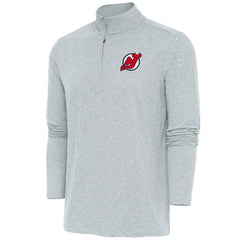 New Jersey Devils Antigua Hunk Quarter-Zip Pullover Top - Heather Gray Jerseys