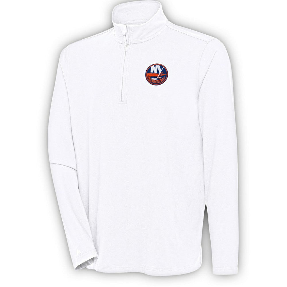 New York Islanders Antigua Hunk Quarter-Zip Pullover Top - White Pullover