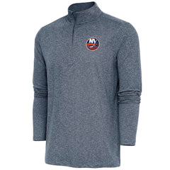 New York Islanders Antigua Hunk Quarter-Zip Pullover Top - Heather Navy Pullover