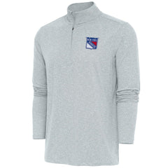 New York Rangers Antigua Hunk Quarter-Zip Pullover Top - Heather Gray Pullover