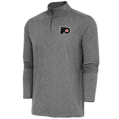Philadelphia Flyers Antigua Hunk Quarter-Zip Pullover Top - Heather Black Pullover