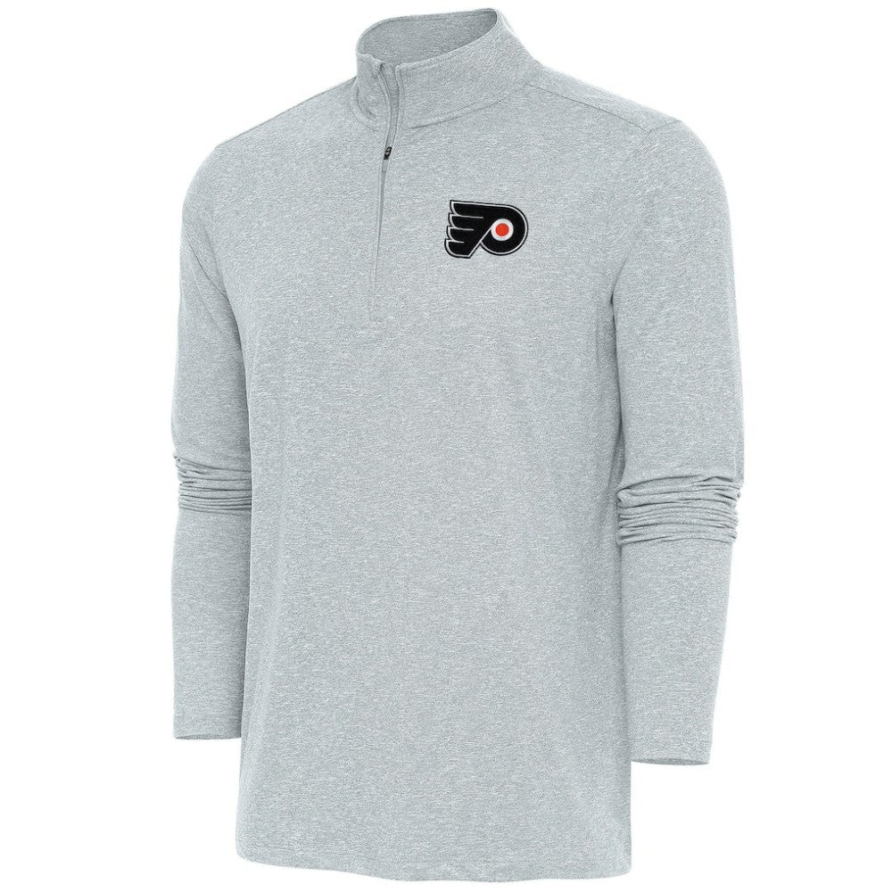 Philadelphia Flyers Antigua Hunk Quarter-Zip Pullover Top - Heather Gray Pullover
