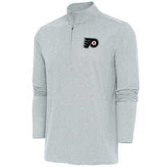 Philadelphia Flyers Antigua Hunk Quarter-Zip Pullover Top - Heather Gray Pullover