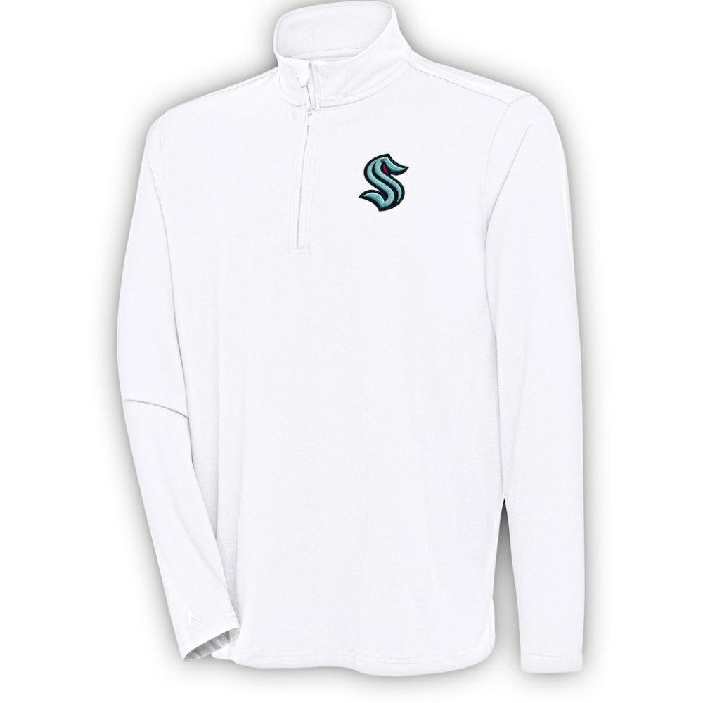 Seattle Kraken Antigua Hunk Quarter-Zip Pullover Top - White Pullover