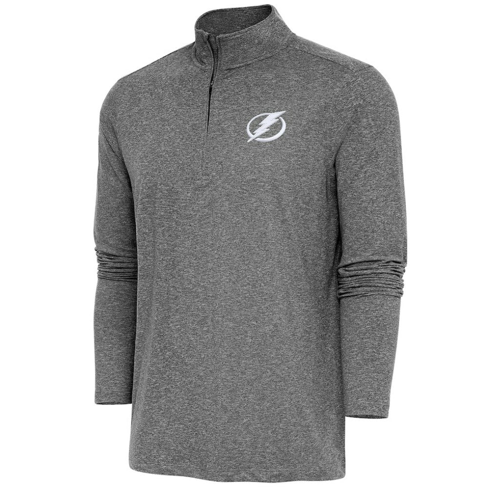 Tampa Bay Lightning Antigua Hunk Quarter-Zip Pullover Top - Heather Black Pullover
