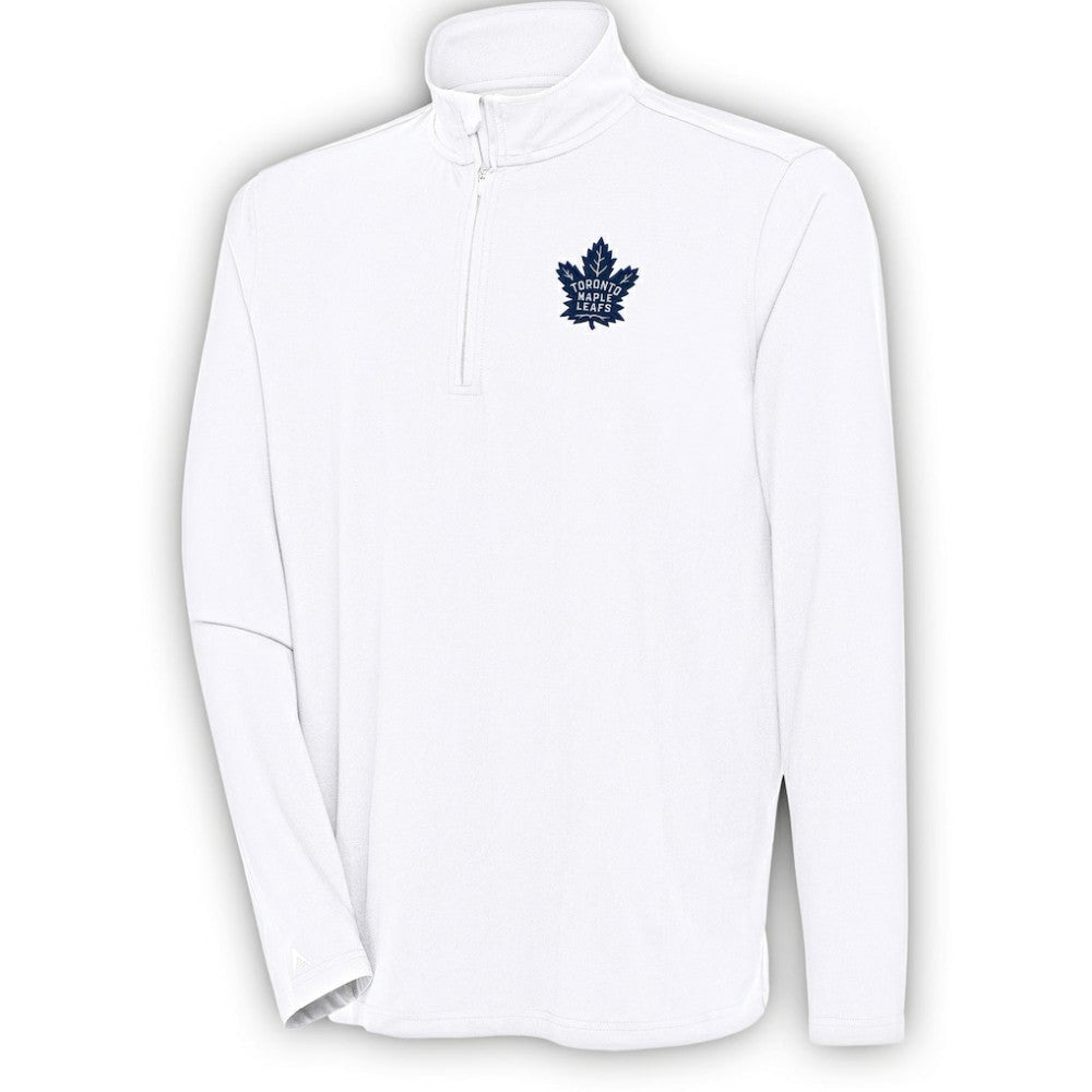 Toronto Maple Leafs Antigua Hunk Quarter-Zip Pullover Top - White Pullover