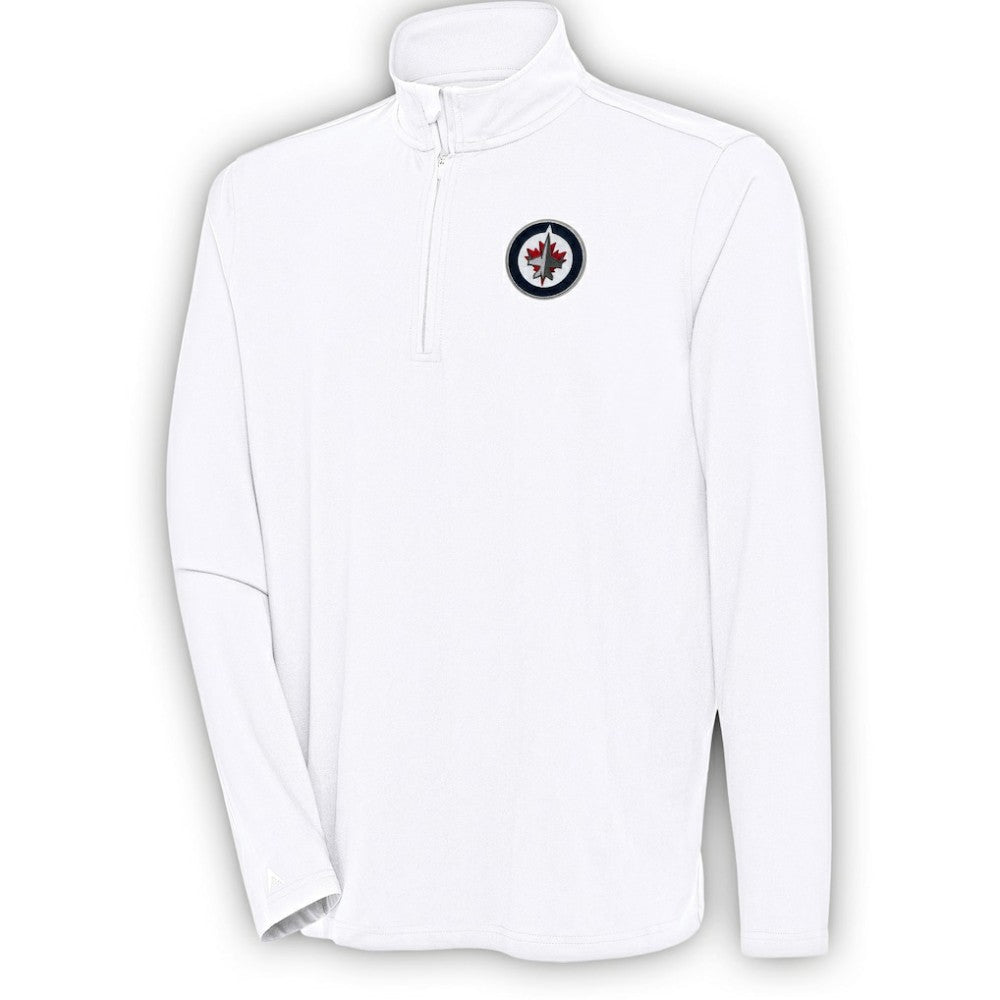 Winnipeg Jets Antigua Hunk Quarter-Zip Pullover Top - White Pullover