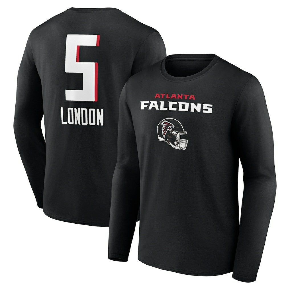 Drake London Atlanta Falcons Team Wordmark Player Name & Number Long Sleeve T-Shirt - Black on sale