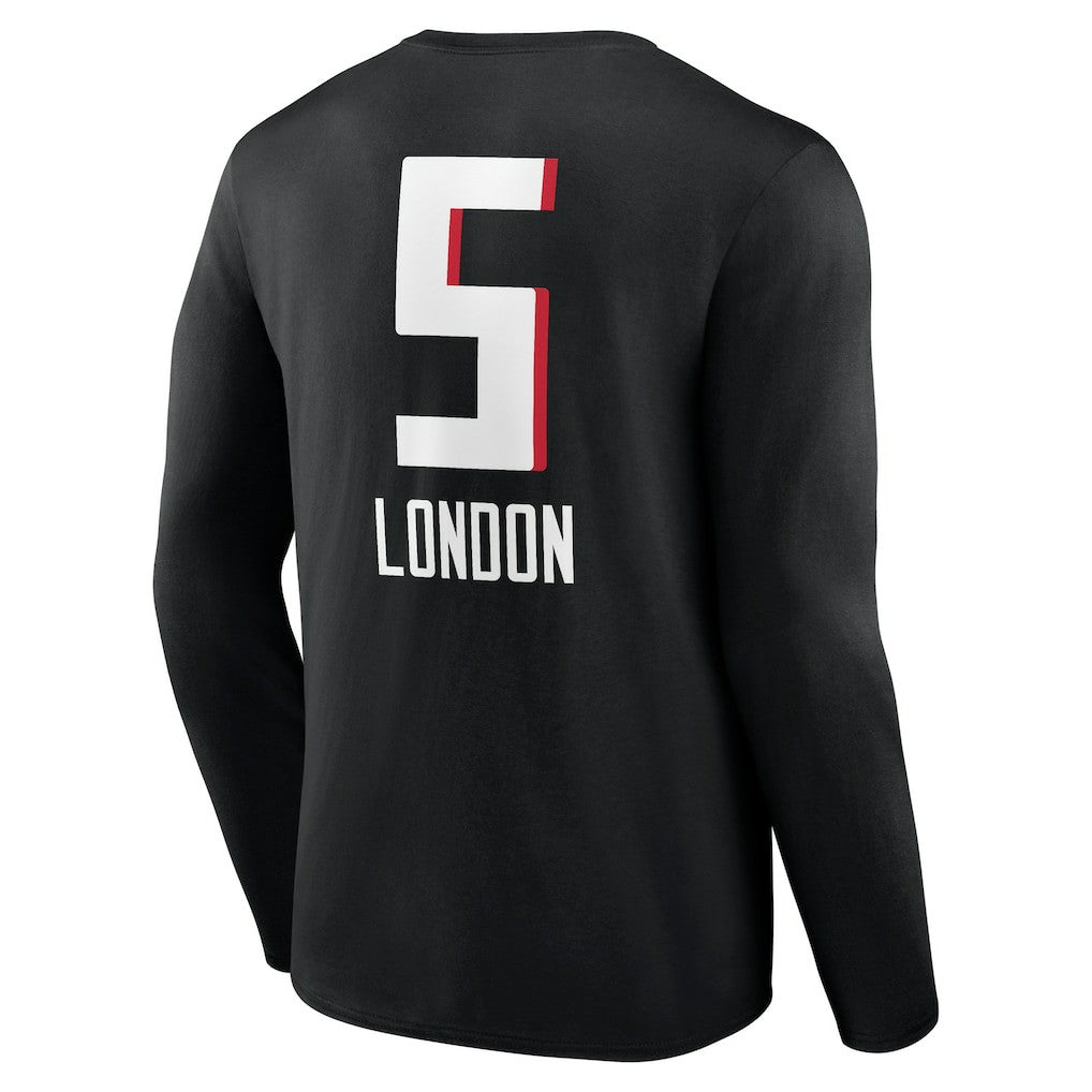 Drake London Atlanta Falcons Team Wordmark Player Name & Number Long Sleeve T-Shirt - Black on sale
