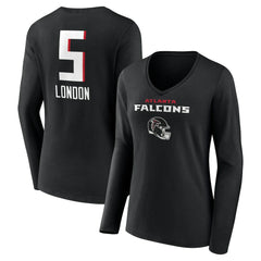 Drake London Atlanta Falcons Women's Team Wordmark Player Name & Number Long Sleeve V-Neck T-Shirt - Black discount
