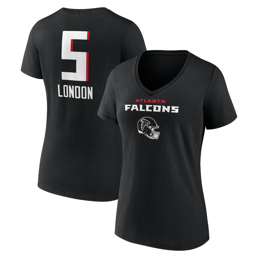 Drake London Atlanta Falcons Women's Team Wordmark Player Name & Number V-Neck T-Shirt - Black online