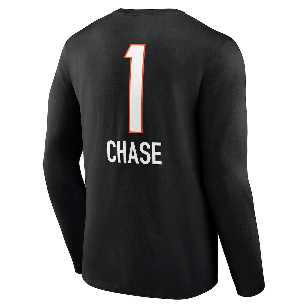 Ja'Marr Chase Cincinnati Bengals Team Wordmark Player Name & Number Long Sleeve T-Shirt - Black on sale