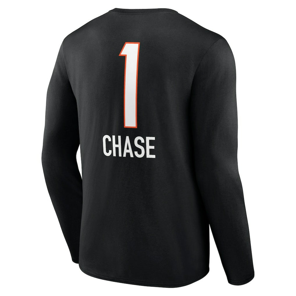 Ja'Marr Chase Cincinnati Bengals Team Wordmark Player Name & Number Long Sleeve T-Shirt - Black on sale