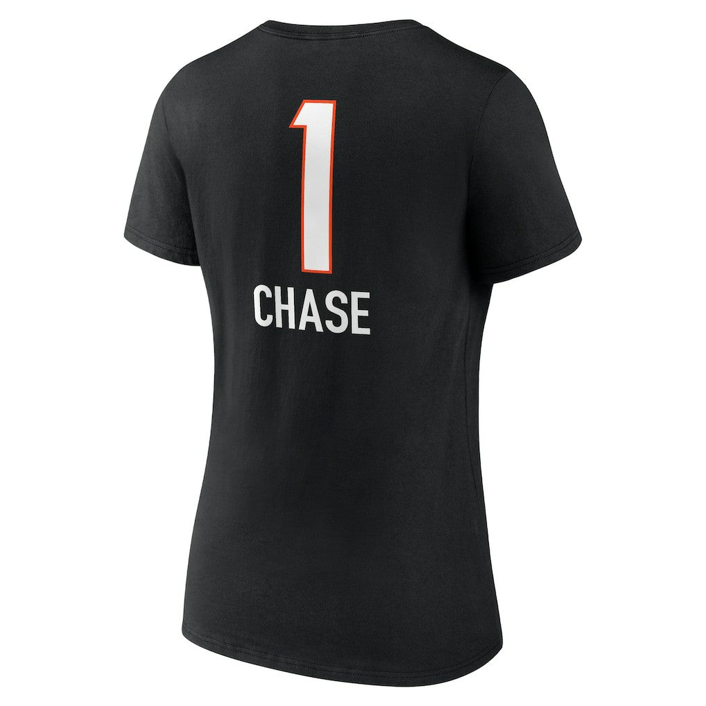 Ja'Marr Chase Cincinnati Bengals Women's Team Wordmark Player Name & Number V-Neck T-Shirt - Black cheap