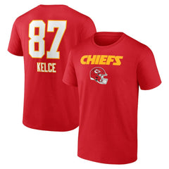 Travis Kelce Kansas City Chiefs Team Wordmark Player Name & Number T-Shirt - Red for sale