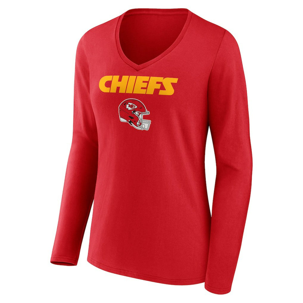 Travis Kelce Kansas City Chiefs Women's Team Wordmark Player Name & Number Long Sleeve V-Neck T-Shirt - Red sale