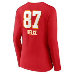 Travis Kelce Kansas City Chiefs Women's Team Wordmark Player Name & Number Long Sleeve V-Neck T-Shirt - Red sale