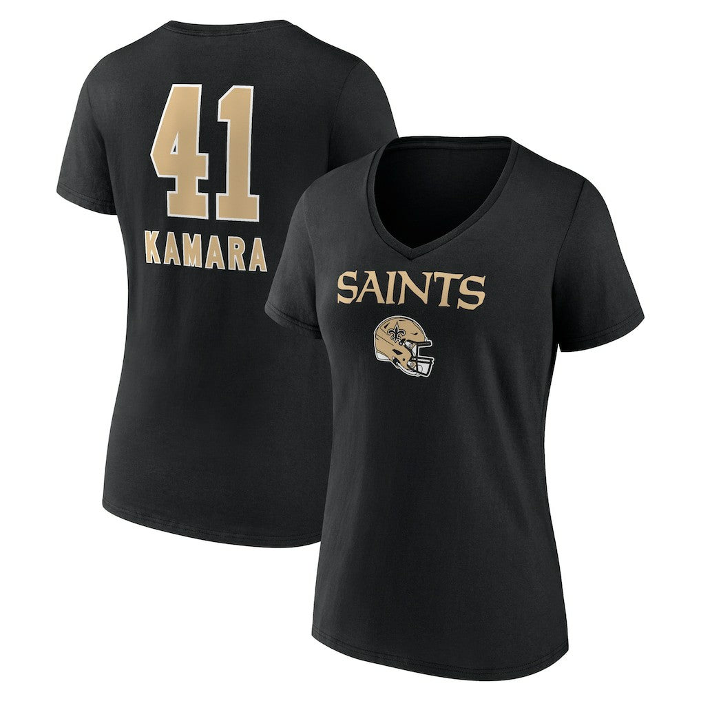 Alvin Kamara New Orleans Saints Women's Team Wordmark Player Name & Number V-Neck T-Shirt - Black cheap