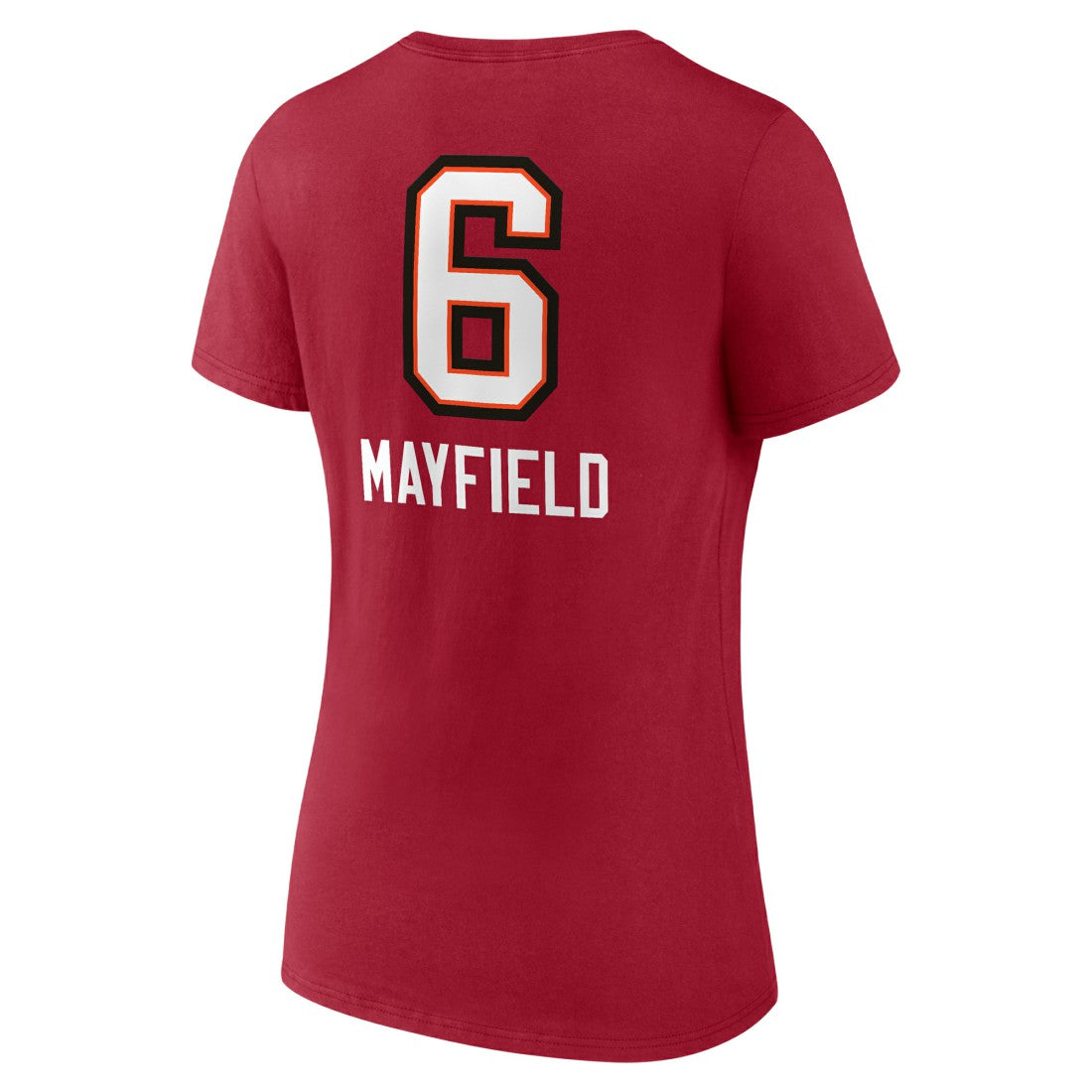 Baker Mayfield Tampa Bay Buccaneers Women's Team Wordmark Player Name & Number V-Neck T-Shirt - Red on sale