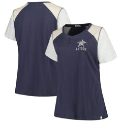 Houston Astros Women's Plus Size Henley T-Shirt Navy/Gray