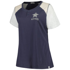 Houston Astros Women's Plus Size Henley T-Shirt Navy/Gray