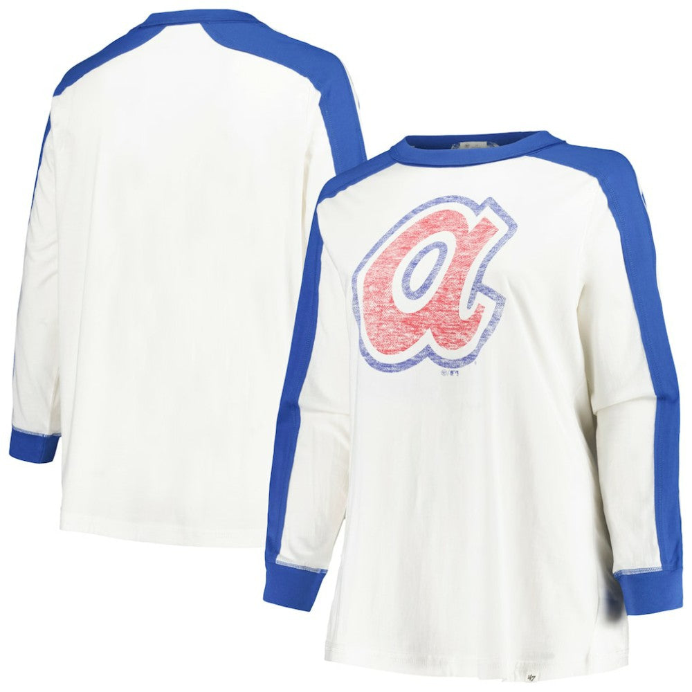 Atlanta Braves Women's Plus Size Caribou Raglan Long Sleeve T-Shirt White