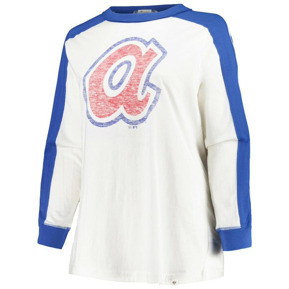 Atlanta Braves Women's Plus Size Caribou Raglan Long Sleeve T-Shirt White