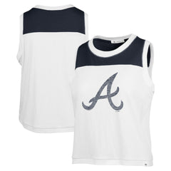 Atlanta Braves Women's Plus Size Waist Length Muscle Tank Top White/Navy