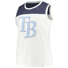 Tampa Bay Rays Women's Plus Size Waist Length Muscle Tank Top White/Navy