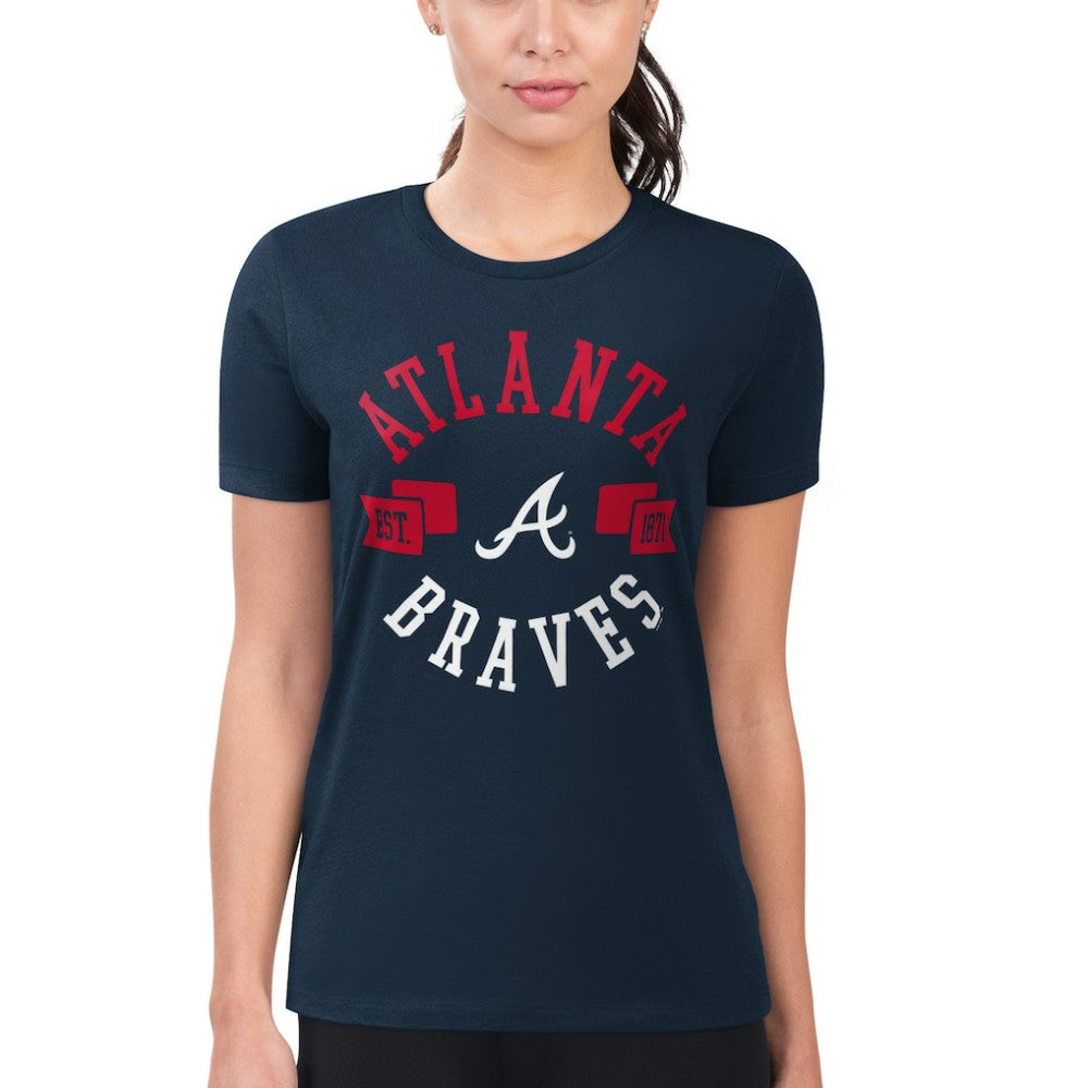 Atlanta Braves G-III 4Her by Carl Banks Women's Super-Slim Fit Lightweight City Graphic T-Shirt Navy