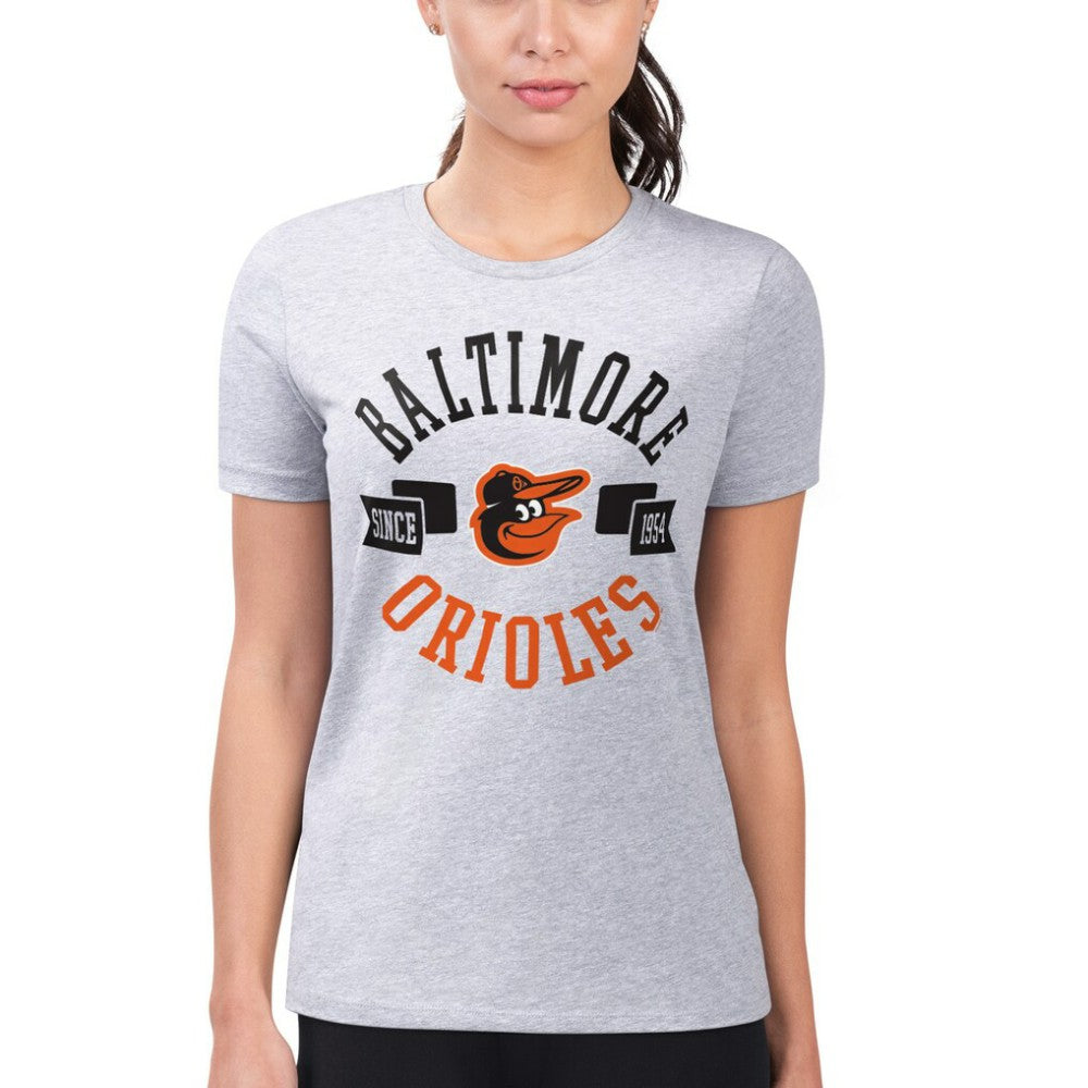 Baltimore Orioles G-III 4Her by Carl Banks Women's Super-Slim Fit Lightweight City Graphic T-Shirt Heather Gray