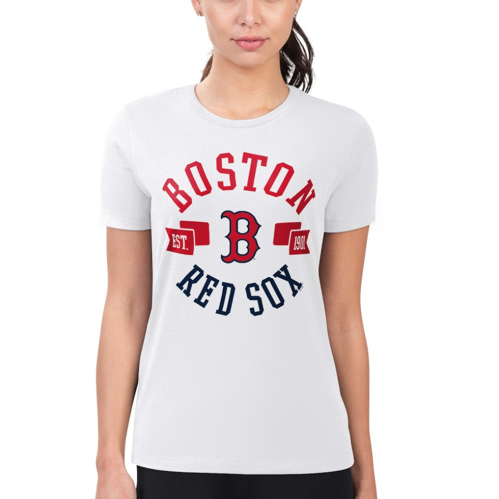Boston Red Sox G-III 4Her by Carl Banks Women's Super-Slim Fit Lightweight City Graphic T-Shirt White