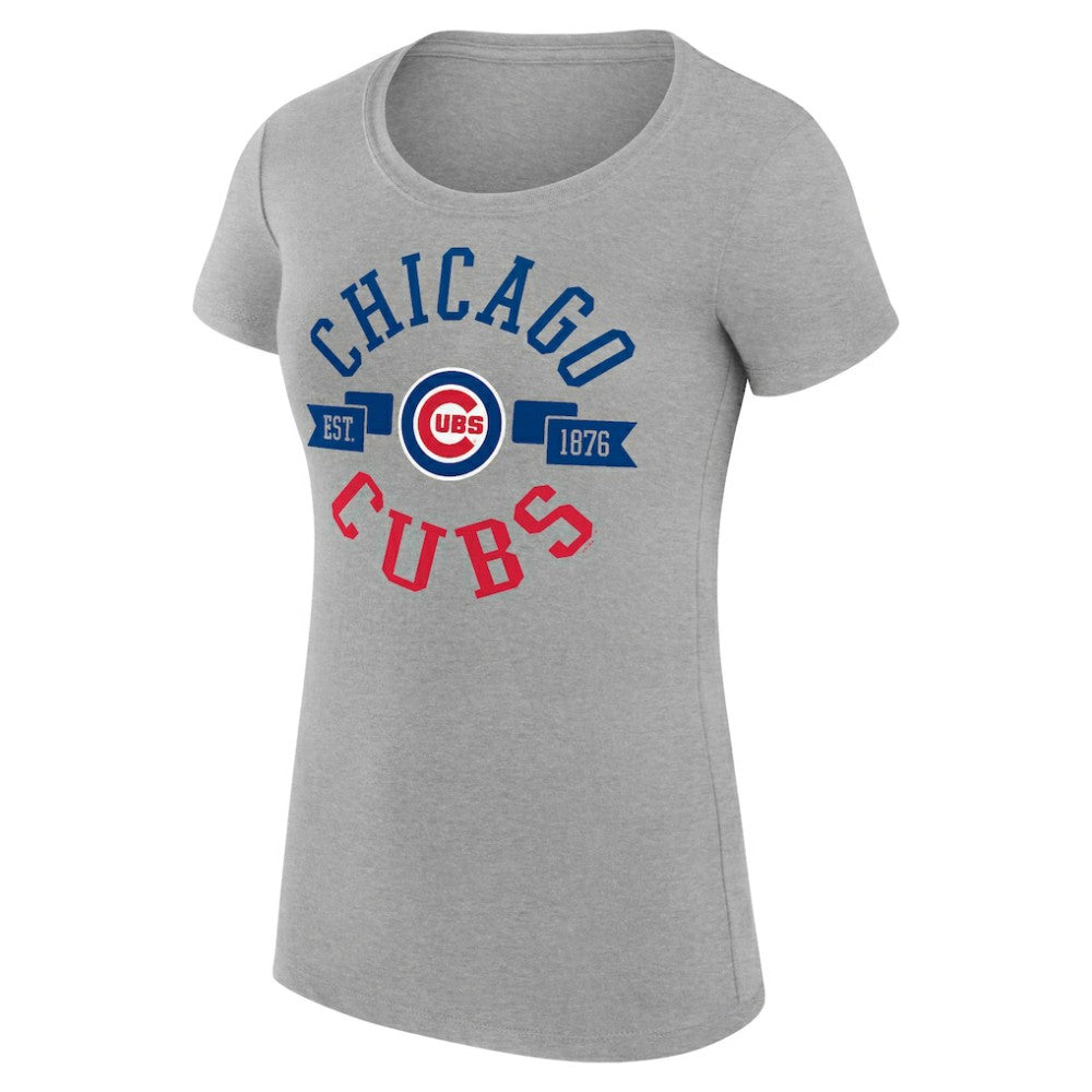 Chicago Cubs G-III 4Her by Carl Banks Women's Super-Slim Fit Lightweight City Graphic T-Shirt Heather Gray