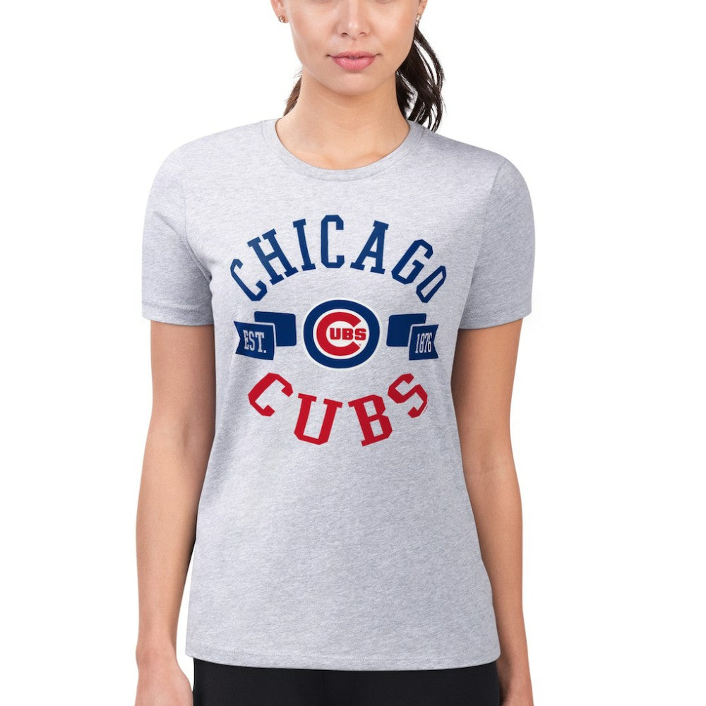 Chicago Cubs G-III 4Her by Carl Banks Women's Super-Slim Fit Lightweight City Graphic T-Shirt Heather Gray