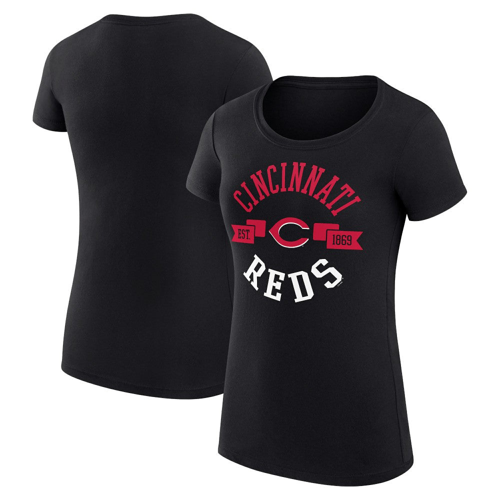 Cincinnati Reds G-III 4Her by Carl Banks Women's Super-Slim Fit Lightweight City Graphic T-Shirt Black