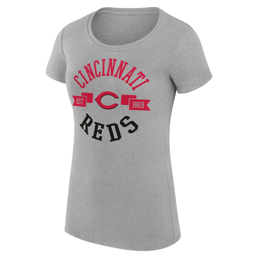 Cincinnati Reds G-III 4Her by Carl Banks Women's Super-Slim Fit Lightweight City Graphic T-Shirt Heather Gray