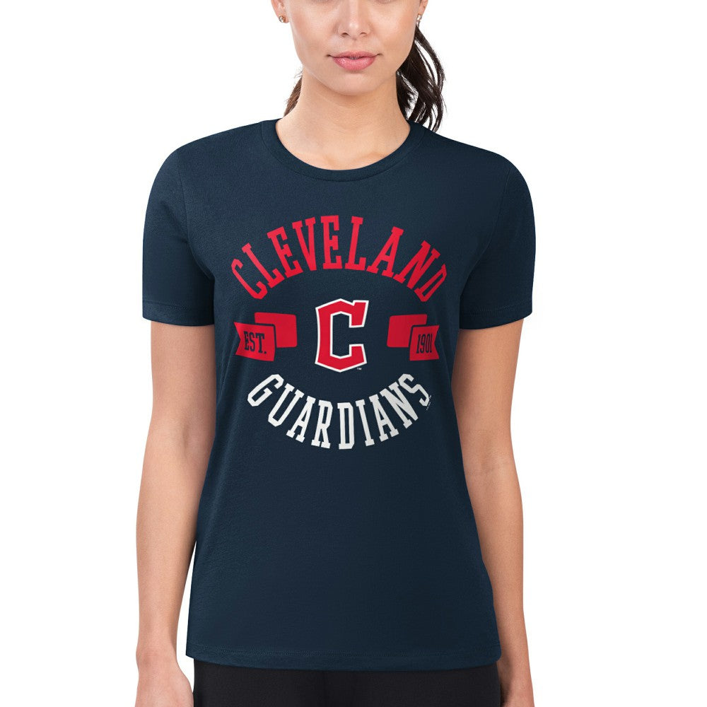 Cleveland Guardians G-III 4Her by Carl Banks Women's Super-Slim Fit Lightweight City Graphic T-Shirt Navy